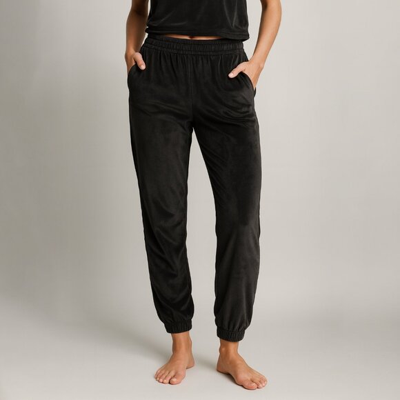 Skims Velour Sweatpants Jogger Oversized Black Tapered Leg Size‎ Small - Picture 1 of 4